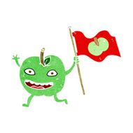 cartoon apple with flag N6