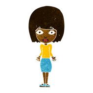 cartoon woman shrugging shoulders N259