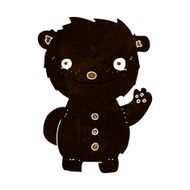 cartoon waving black bear N16