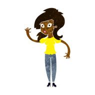 cartoon pretty woman waving N46