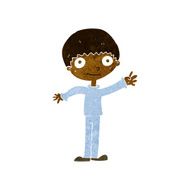 cartoon happy waving boy N11