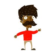 cartoon man with mustache waving N15