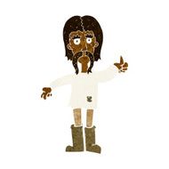 cartoon hippie man giving thumbs up symbol N6