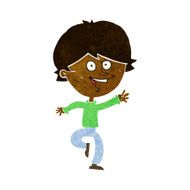 cartoon happy waving boy N12