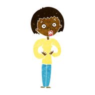 cartoon woman gesturing at self N14