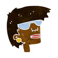 cartoon female face with glasses N5