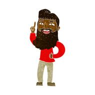 cartoon happy bearded man with idea N6