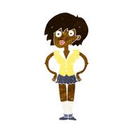cartoon surprised woman with hands on hips N6