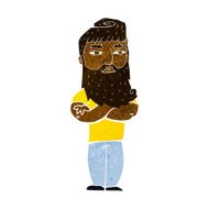 cartoon serious man with beard N12