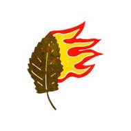 cartoon burning dry leaf symbol N4