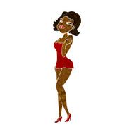cartoon attractive woman in short dress N6