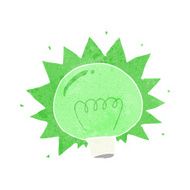 cartoon flashing green light bulb N3