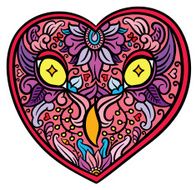 richly decorated owl heart shaped head N5