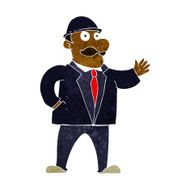 cartoon sensible business man in bowler hat N6