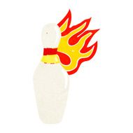 cartoon ten pin bowling skittle on fire N2