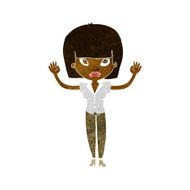 cartoon woman with raised hands N5