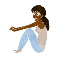 cartoon happy woman sitting N8