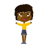 cartoon woman waving arms N12