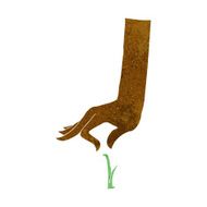 cartoon hand picking blade of grass N4