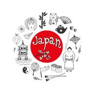 Doodle hand drawn collection of Japan icons culture elements