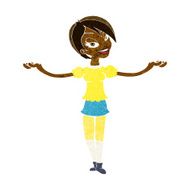 cartoon woman making open arm gesture N5