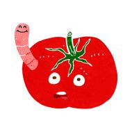 cartoon tomato with worm N5