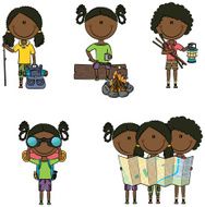 African-American camping girls