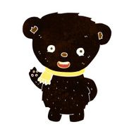 cartoon black bear waving N3