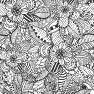 Seamless pattern in Doodle style black and white color