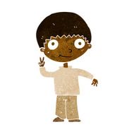 cartoon boy giving peace sign N6