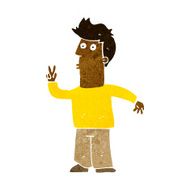 Cartoon Man Giving Peace Sign N31