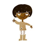 cartoon boy in poor clothing giving thumbs up symbol N5