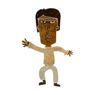 cartoon angry man waving warning N6