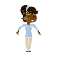 cartoon friendly woman shrugging shoulders N6