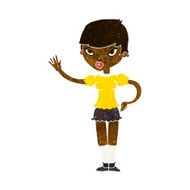 Cartoon Woman Waving N180
