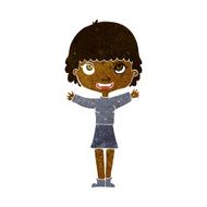 Cartoon Woman Waving N183
