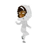 cartoon woman wearing space helmet N11