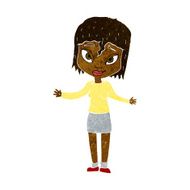 cartoon woman shrugging shoulders N263