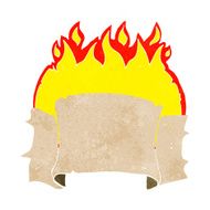 cartoon flaming heraldry scroll banner N2