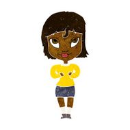 cartoon woman gesturing at self N15
