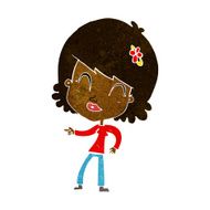 cartoon happy woman pointing N34