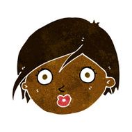 cartoon surprised female face N32
