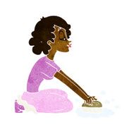 cartoon woman scrubbing floor N5