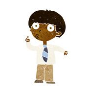 cartoon school boy with question N14