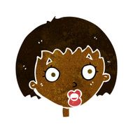 cartoon surprised female face N34