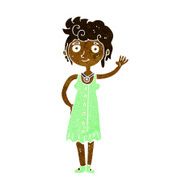 cartoon hippie woman waving N5