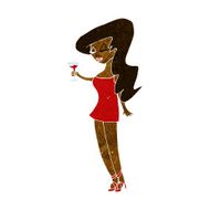 cartoon woman at party N11