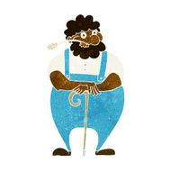 cartoon farmer leaning on walking stick N6