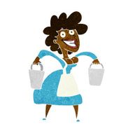 cartoon milkmaid carrying buckets N6