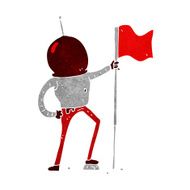 cartoon astronaut planting flag N6